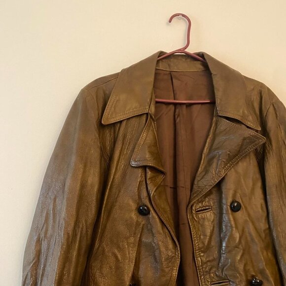 Vintage brown leather blazer jacket - Picture 5 of 5